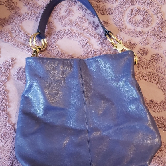 Paris designer blue leather 80s style bag - Picture 1 of 8
